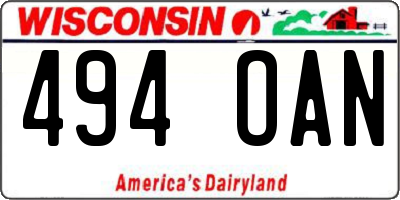 WI license plate 494OAN