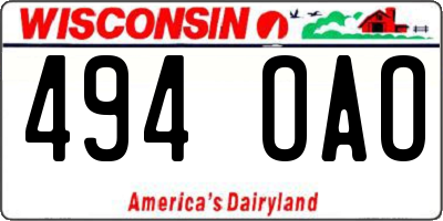WI license plate 494OAO