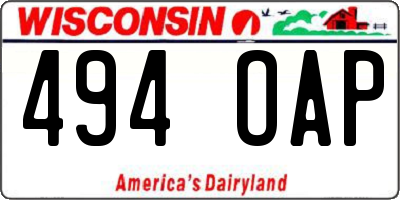 WI license plate 494OAP
