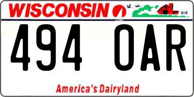 WI license plate 494OAR