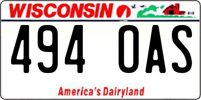 WI license plate 494OAS