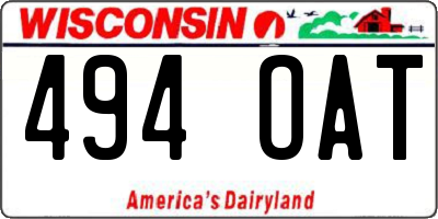 WI license plate 494OAT