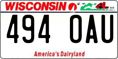 WI license plate 494OAU