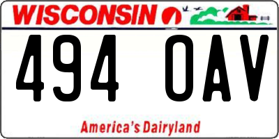 WI license plate 494OAV