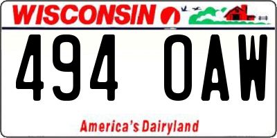 WI license plate 494OAW