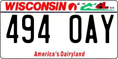 WI license plate 494OAY