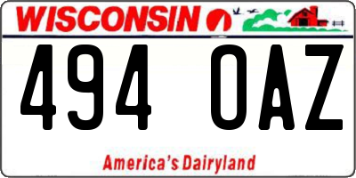 WI license plate 494OAZ