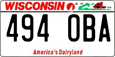WI license plate 494OBA