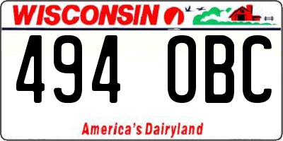 WI license plate 494OBC