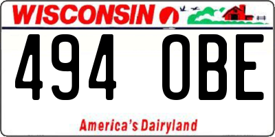 WI license plate 494OBE