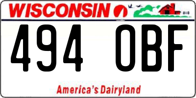 WI license plate 494OBF