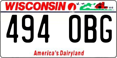 WI license plate 494OBG