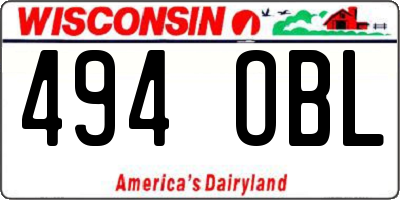 WI license plate 494OBL