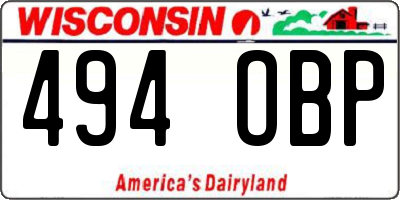WI license plate 494OBP