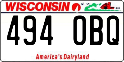 WI license plate 494OBQ