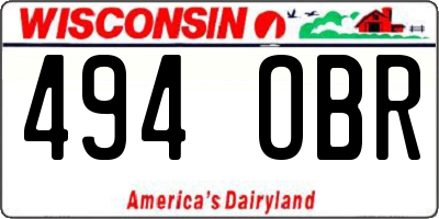 WI license plate 494OBR