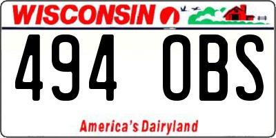 WI license plate 494OBS