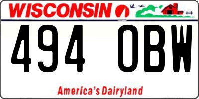 WI license plate 494OBW