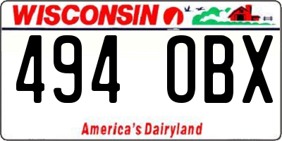 WI license plate 494OBX