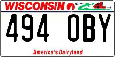 WI license plate 494OBY