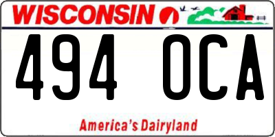 WI license plate 494OCA