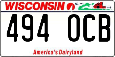 WI license plate 494OCB