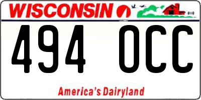 WI license plate 494OCC