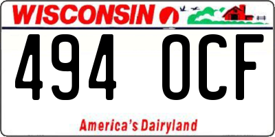WI license plate 494OCF