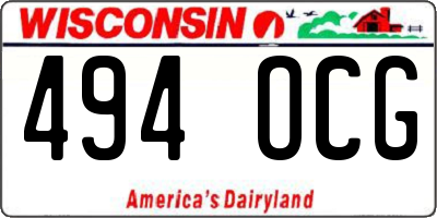 WI license plate 494OCG
