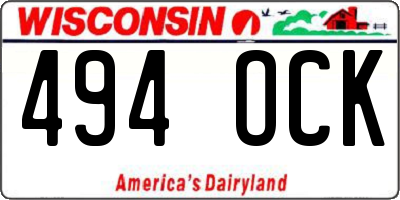WI license plate 494OCK