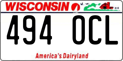 WI license plate 494OCL