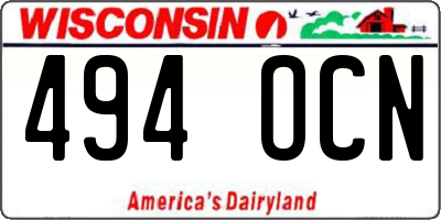 WI license plate 494OCN