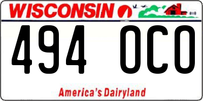 WI license plate 494OCO