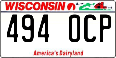 WI license plate 494OCP