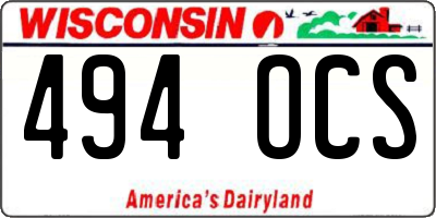 WI license plate 494OCS