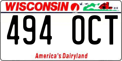 WI license plate 494OCT