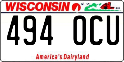 WI license plate 494OCU