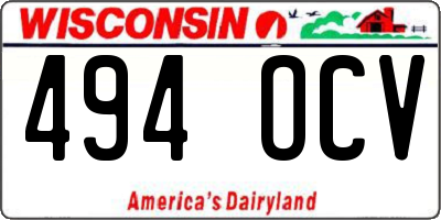 WI license plate 494OCV
