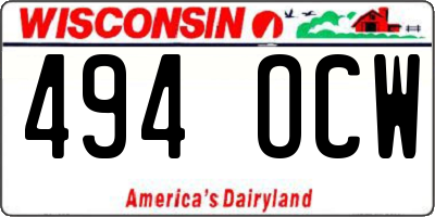 WI license plate 494OCW