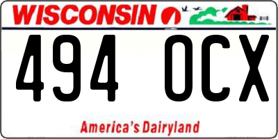 WI license plate 494OCX