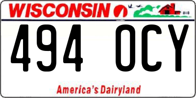 WI license plate 494OCY