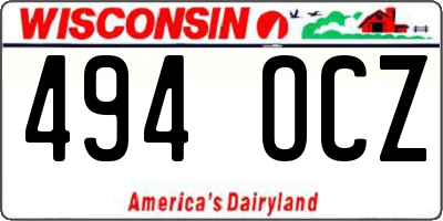 WI license plate 494OCZ