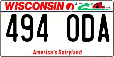 WI license plate 494ODA