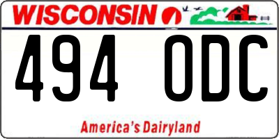 WI license plate 494ODC