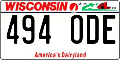WI license plate 494ODE