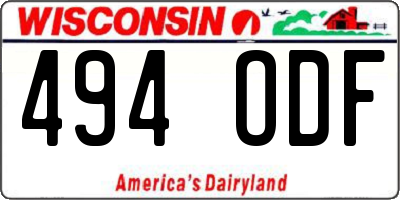 WI license plate 494ODF