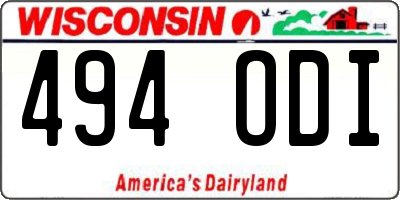 WI license plate 494ODI