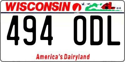 WI license plate 494ODL