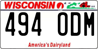 WI license plate 494ODM