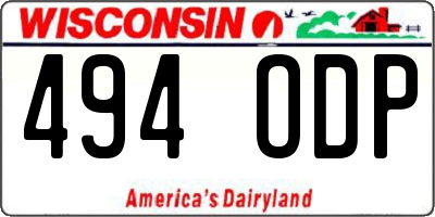 WI license plate 494ODP